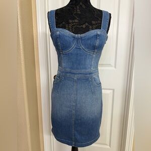 Guess Gia Denim Sweetheart neck dress